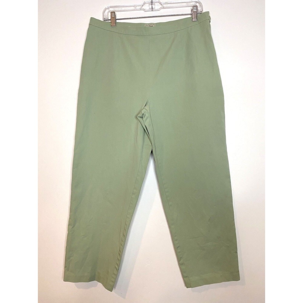 LL Bean Women's Light Green Cotton Pockets Side Zip Pants Size 18P